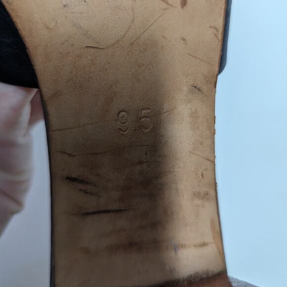 Nisolo Elizabeth Black Leather Slides Block Heel Sandals Open Toe 9.5 Preowned - Picture 12 of 13